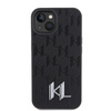 KARL LAGERFELD KLHCP15SPKLPKLK IPHONE 15/14/13 6.1 "BLACK / BLACK HARDCASE LEATHER MONOGRAM HOT STAMP METAL LOGO
