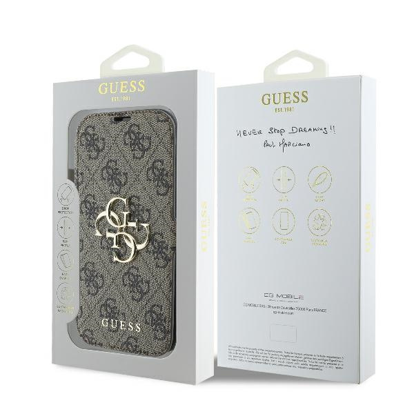 Guess GUBKP16S4GMGBR iPhone 166.1" brązowy/brown book 4G Metal Logo