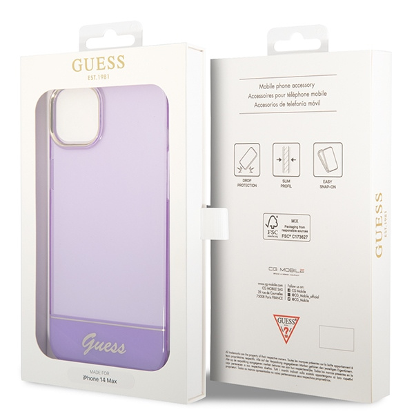 Guess GUHCP14SHGCOU iPhone 14 / 15 / 13 6.1" fioletowy/purple hardcase Translucent