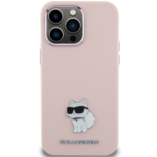KARL LAGERFELD KLHCP15XSMHCNPP IPHONE 15 PRO MAX 6.7 "PINK/PINK SILICONE CHAPETTE METAL PIN