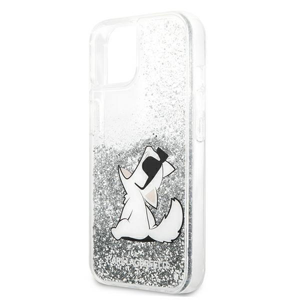 KARL LAGERFELD KLHCP13SGCFS IPHONE 13 MINI 5,4" SREBRNY/SILVER HARDCASE LIQUID GLITTER CHOUPETTE FUN