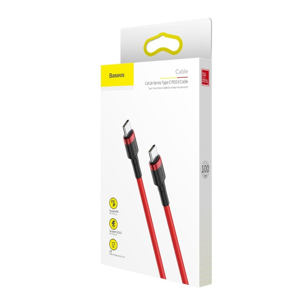 Baseus CATKLF-G09 USB-C - USB-C PD QC cable 60W 3A 480Mb/s 1m - red
