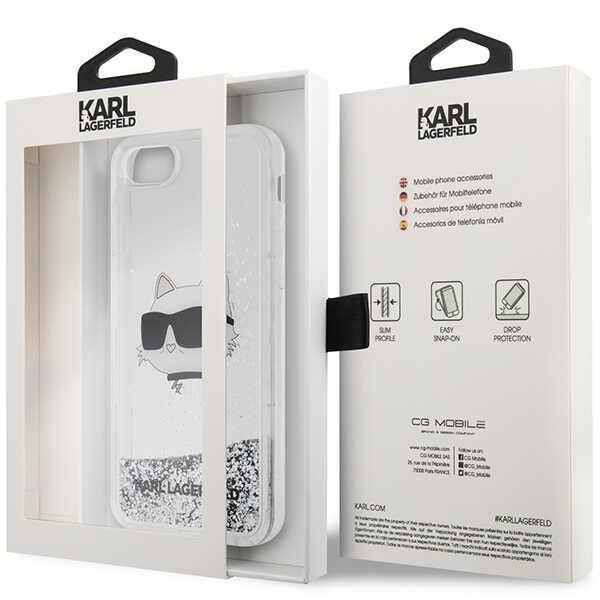 Etui Karl Lagerfeld Glitter Choupette Head na iPhone 7 / 8 / SE 2020 / SE 2022 - srebrne