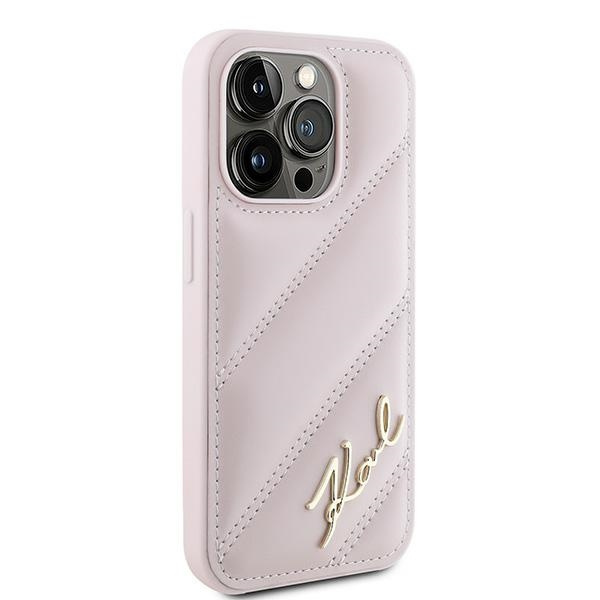 KARL LAGERFELD KLHCP15LPQDSMGP IPHONE 15 PRO 6.1" PINK/PINK HARDCASE DIAGONAL QUILTED SCRIPT