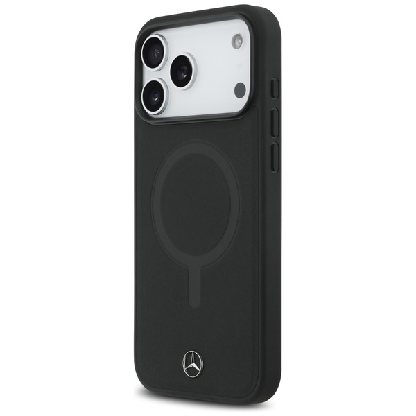 Etui Mercedes Plain Smooth Leather       MagSafe do iPhone 17 Pro Max czarny