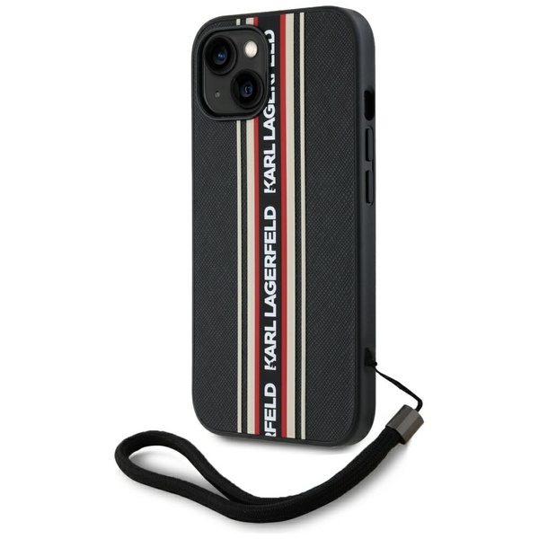 Etui Karl Lagerfeld Saffiano Athleisure  Stripes Cord do iPhone 15 czerwony