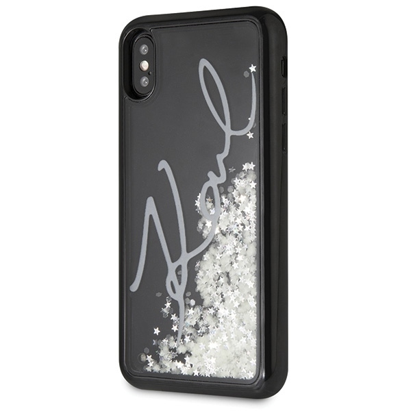 KARL LAGERFELD KLHCPXPH2IR IPHONE X/XS CZARNY/BLACK GLITTER SIGNATURE - GLOW IN THE DARK