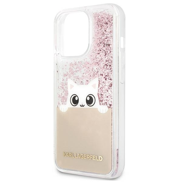 KARL LAGERFELD KLHCP13XPABGNU IPHONE 13 PRO MAX 6,7" RÓŻOWY/PINK HARDCASE PEEK A BOO LIQUID GLITTER