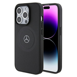 Mercedes MEHMP15X23RMMK iPhone 15 Pro  Max 6.7" czarny/black hardcase Crossed Lines Pattern Leather MagSafe