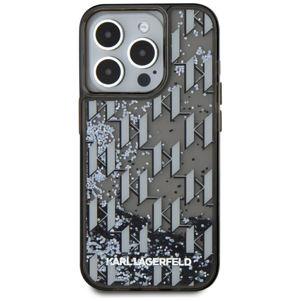 Etui Karl Lagerfeld Liquide Glitter      Monogram Gradient do iPhone 15 Pro Max czarny