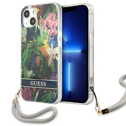 Guess GUHCP13SHFLSB iPhone 13 mini 5,4"niebieski/blue hardcase Flower Strap