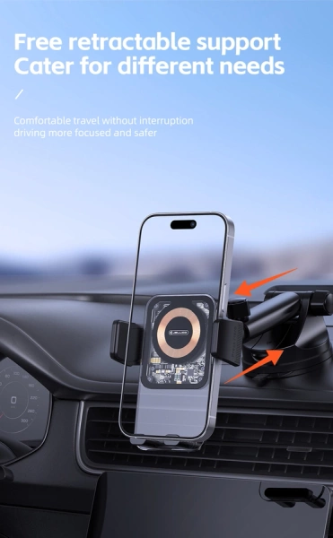 JELLICO uchwyt samochodowy z ładowaniem bezprzewodowym W15 15W Czarny