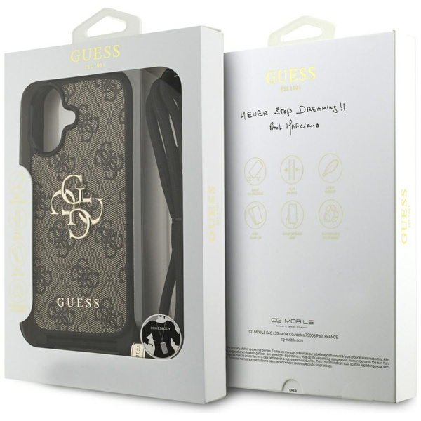 Etui Guess 4G Big Logo Cord Stap         Crossbody do iPhone 17 brązowy