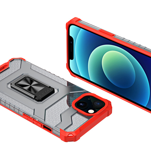 CRYSTAL RING CASE KICKSTAND TOUGH RUGGED COVER FOR IPHONE 12 RED