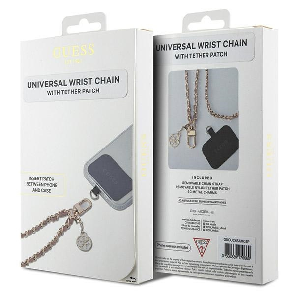 Guess GUOUCHSAMC4P Universal Hand Strapróżowy/pink Saffiano Chain 4G Charm