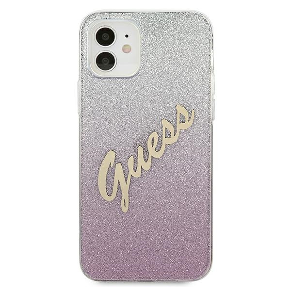 Guess GUHCP12SPCUGLSPI iPhone 12 mini5,4" różowy/pink hardcase Glitter Gradient Script
