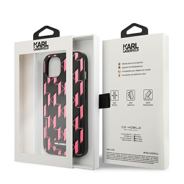 Etui Karl Lagerfeld Monogram Plaque na iPhone 13 mini - różowe