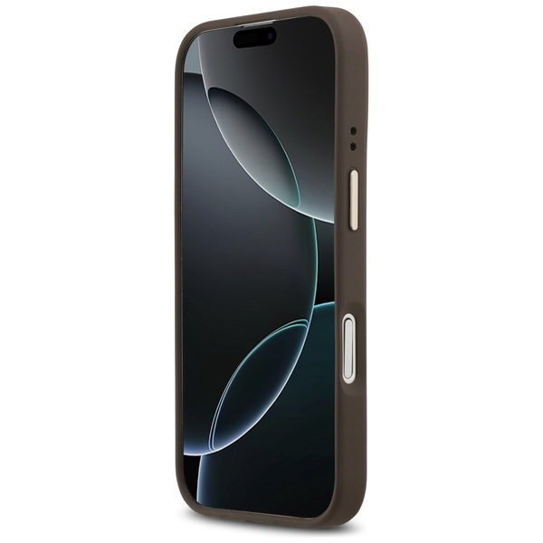 Etui Guess Peony Hot Stamp MagSafe do iPhone 17 brązowy