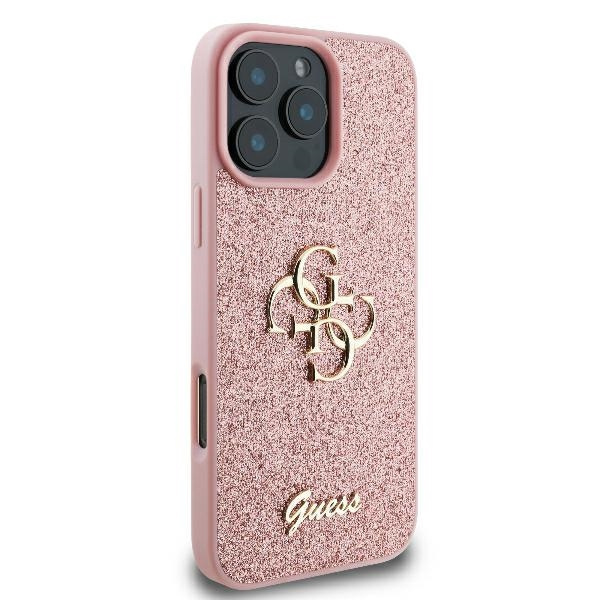 Guess GUHCP16LHG4SGP iPhone 16 Pro 6.3" różowy/pink hardcase Fixed Glitter Big 4G