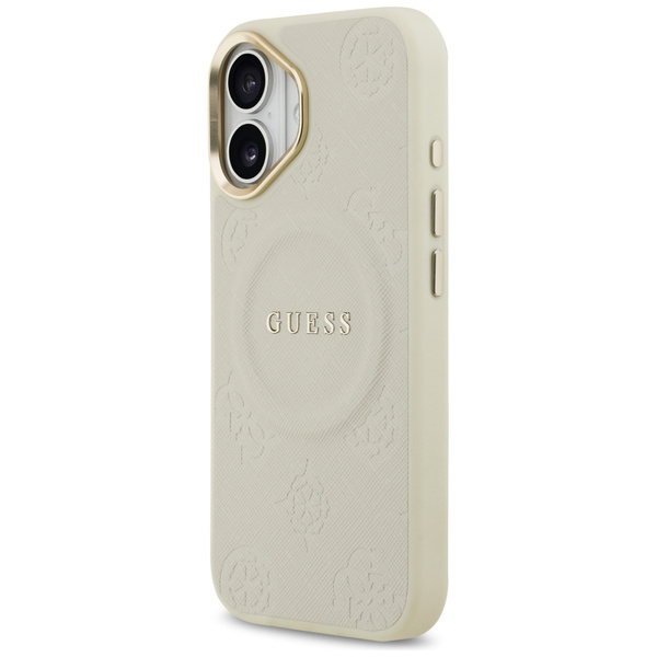 Etui Guess Peony Hot Stamp MagSafe do    iPhone 17 beżowy