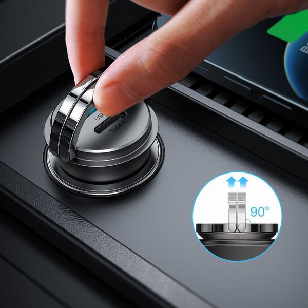 JOYROOM MINI DUAL PORT USB TYPE C / USB 45 W 5 A SMART CAR CHARGER POWER DELIVERY QUICK CHARGE 3.0 AFC SCP GRAY (C-A35)