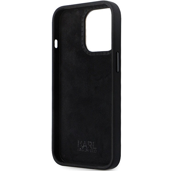 Karl Lagerfeld KLHCP14LSMHKNPK case for iPhone 14 Pro - black Silicone Ikonik Metal Pin