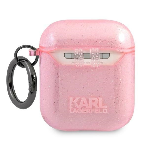 KARL LAGERFELD KLA2UKHGP AIRPODS 1/2 COVER RÓŻOWY/PINK GLITTER KARL`S HEAD