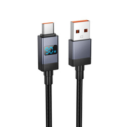Kabel USB A do USB C Hoco 5A z wyświetlaczem 1 m X118 czarny