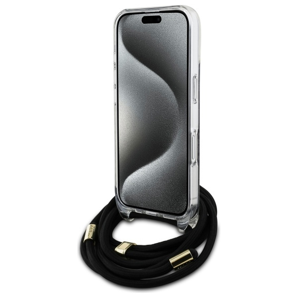 Guess GUHCP16SHC4SEK iPhone 16 6.1"      czarny/black hardcase Crossbody Cord 4G Print