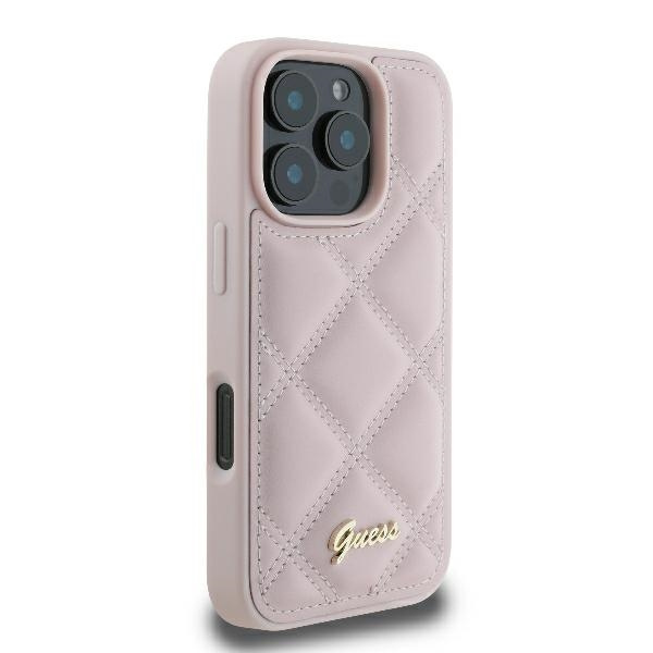 Guess GUHCP16LPSQSQSP iPhone 16 Pro6.3" różowy/pink hardcase Quilted Metal Logo