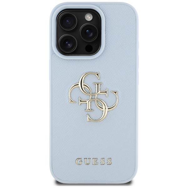 Etui Guess Grained Big 4G Logo Small     Classic Logo do iPhone 16 Pro niebieski