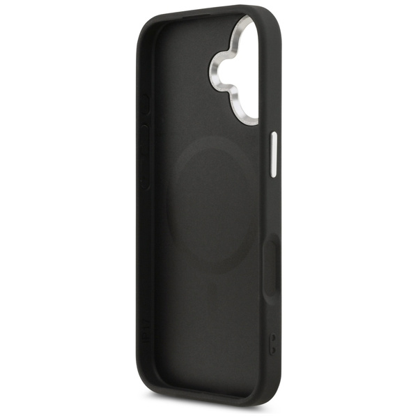 Etui Guess Grained Triangle Logo MagSafe do iPhone 17 czarny