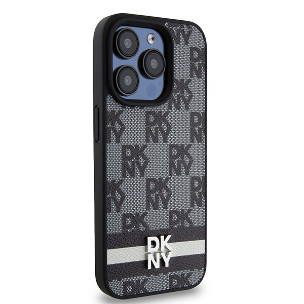 DKNY DKHCP15XPCPTSSK iPhone 15 Pro Max6.7" czarny/black hardcase Leather Checkered Mono Pattern & Printed Stripes