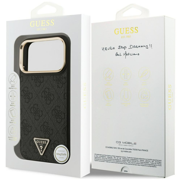 Etui Guess 4G Triangle Logo MagSafe do   iPhone 17 Pro Max czarny złoty