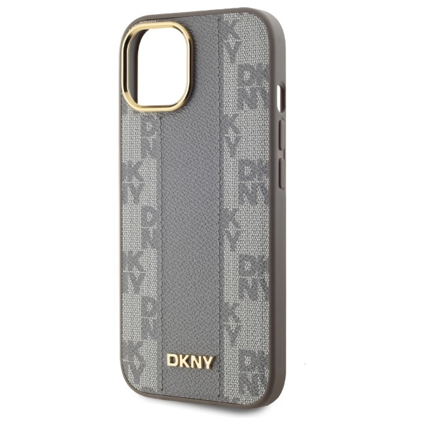 DKNY DKHMP15MPCPVSLE iPhone 15 Plus6.7" beżowy/beige hardcase Leather Checkered Mono Pattern MagSafe
