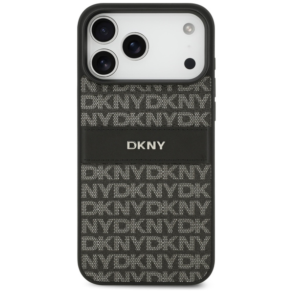 Etui DKNY Repeat Texture Pattern with    Tonal Stripe do iPhone 17 Pro Max czarny