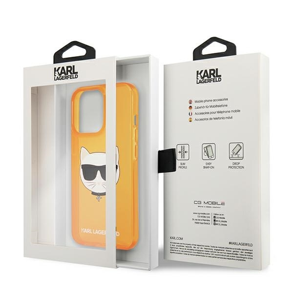 KARL LAGERFELD KLHCP13LCHTRO IPHONE 13 PRO / 13 6,1" POMARAŃCZOWY/ORANGE HARDCASE GLITTER CHOUPETTE FLUO