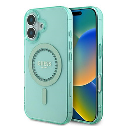 Guess GUHMP16MPFTDTEN iPhone 16 Plus6.7" zielony/green hardcase IML Rhinestones MagSafe