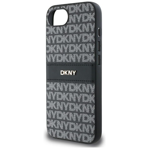 Etui DKNY Repeat Texture Pattern with    Tonal Stripe do iPhone 16e czarny