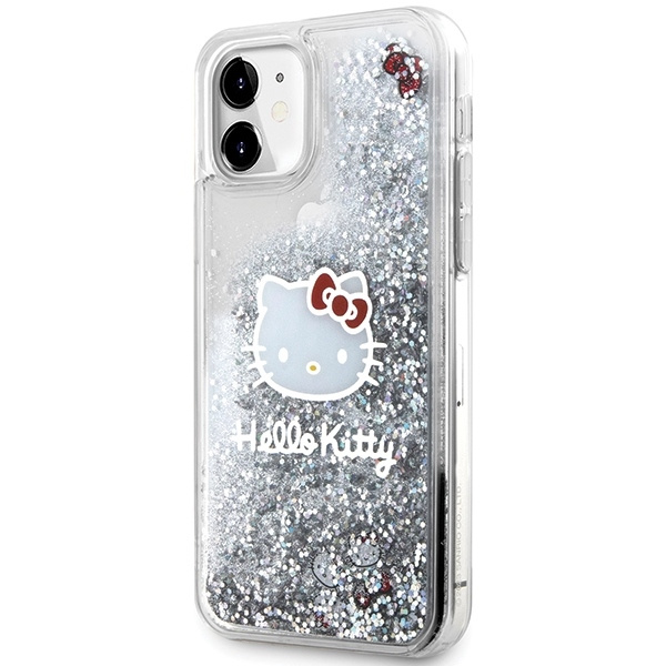 Hello Kitty Liquid Glitter Charms Kitty Head Case for iPhone 11 / Xr - Silver