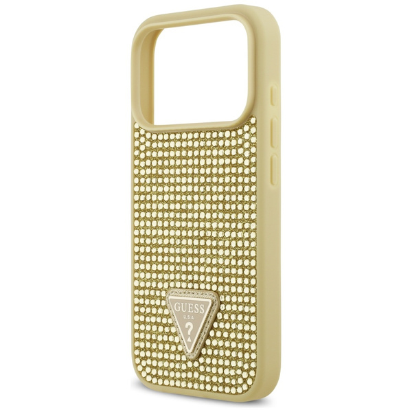 Etui Guess Rhinestone Triangle Logo do   iPhone 17 Pro złoty