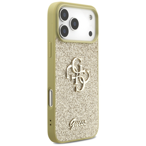 Etui Guess Fixed Glitter Big 4G do       iPhone 17 Pro Max złoty
