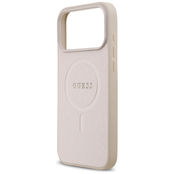 Etui Guess Saffiano Classic Logo MagSafe do iPhone 17 Pro Max różowy