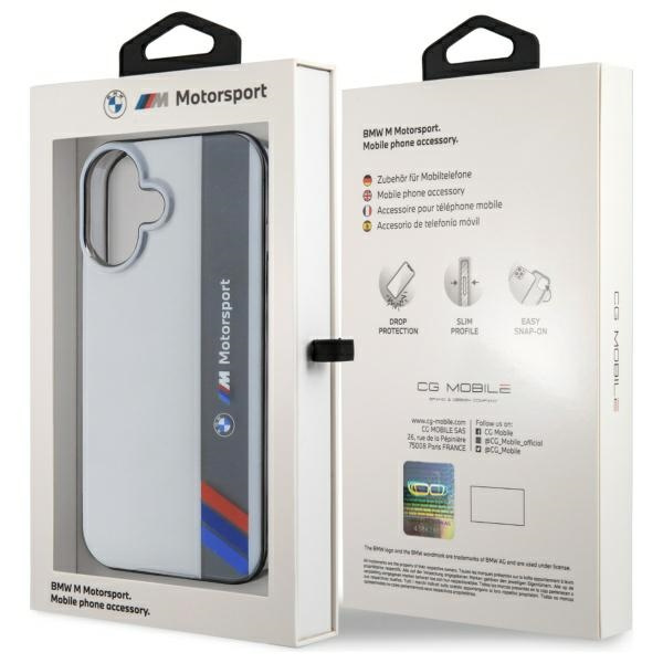 BMW BMHCP16M23HTFEG iPhone 16 Plus 6.7"   szary/grey hardcase Motorsport IML Vertical Stripe