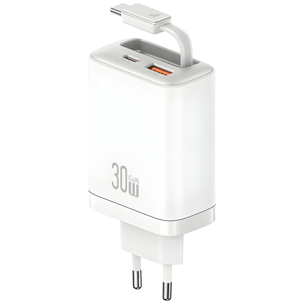 Ładowarka sieciowa USAMS Xiang Series    CC296 30W 1xUSB-C 1xUSB-A + kabel USB-C biały