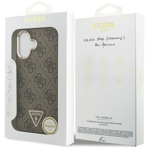 Etui Guess 4G Triangle Logo MagSafe do   iPhone 17 brązowy złoty