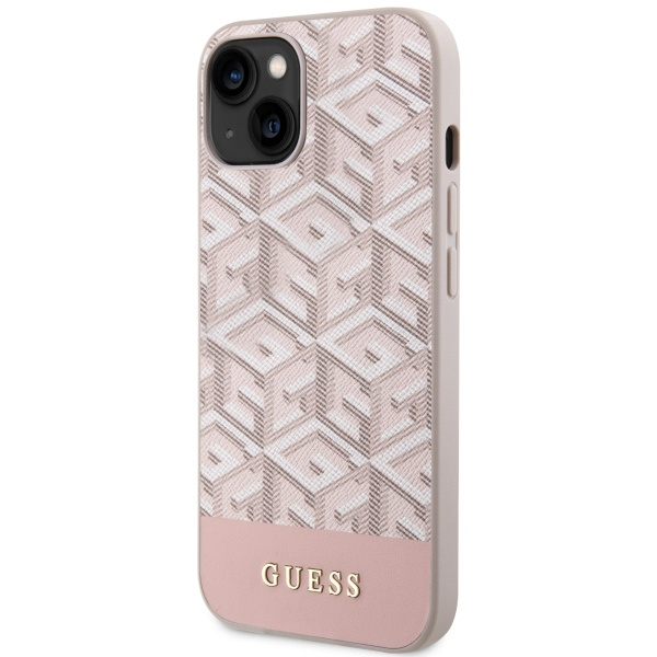 Guess GUHMP14MHGCFSEP iPhone 14 Plus / 15 Plus 6.7" różowy/pink hard case GCube Stripes MagSafe
