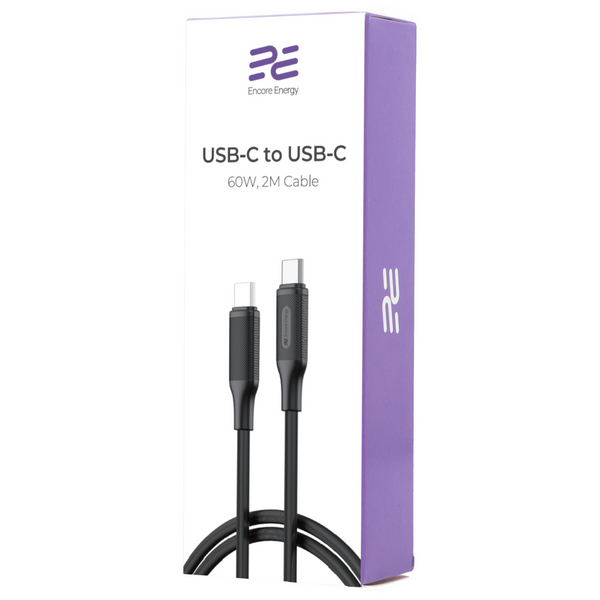 Kabel Encore Energy 2x USB-C przewód PD USB do ładowania i transferu danych 200cm 60W MD-60CC2B