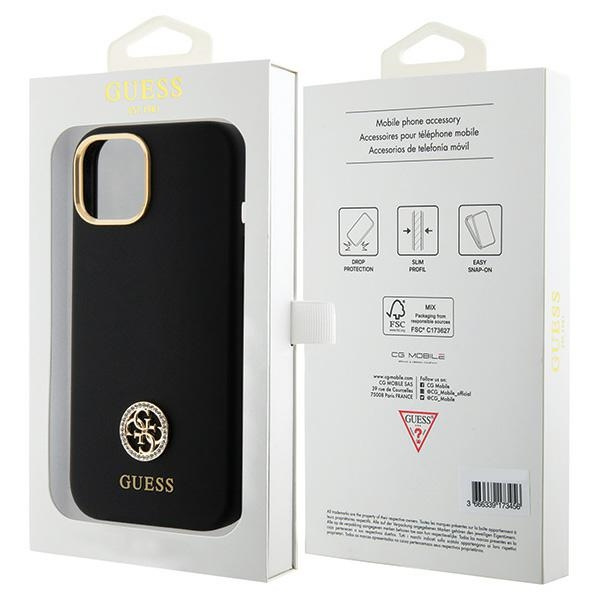 Guess GUHCP15SM4DGPK iPhone 15 / 14 / 136.1" czarny/black hardcase Silicone Logo Strass 4G