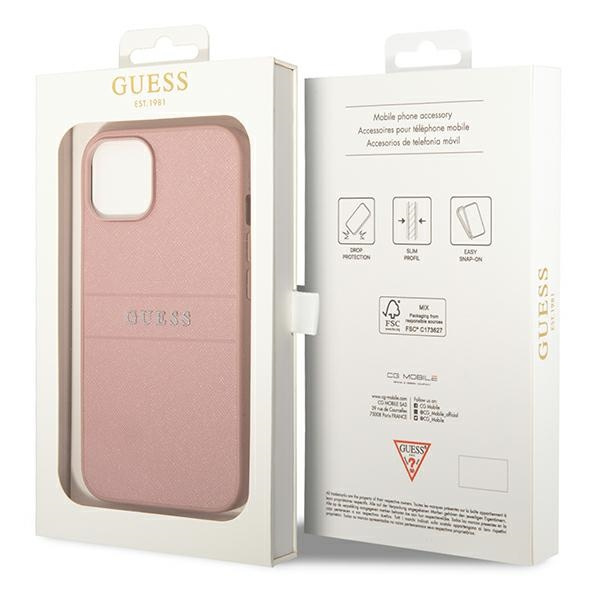 Guess GUHCP14MPSASBPI iPhone 14 Plus / 15 Plus 6.7" różowy/pink Saffiano Strap